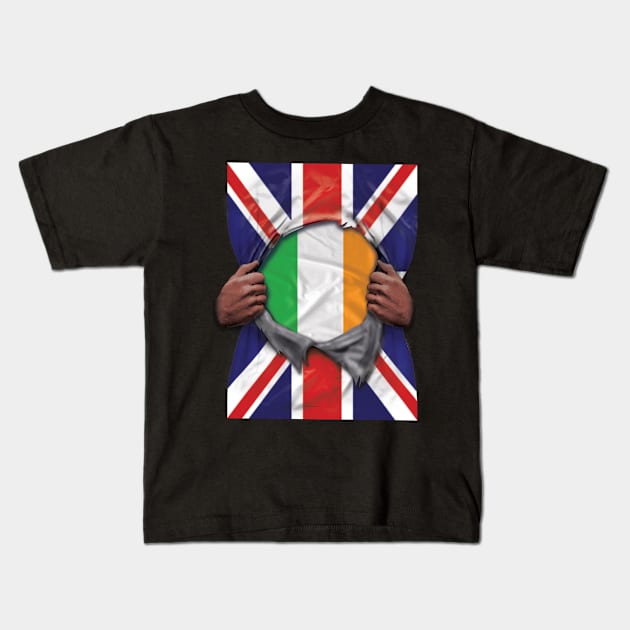 Ireland Flag Great Britain Flag Ripped - Gift for Irish From Ireland Kids T-Shirt by Country Flags